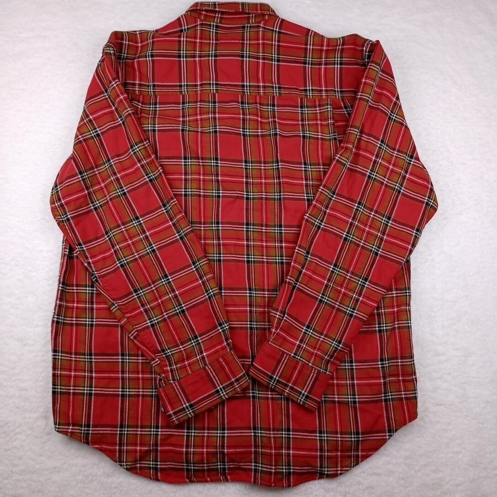 Calvin Klein Jeans Plaid Flannel Button Down Shirt Small Red & Brown - Picture 8 of 9